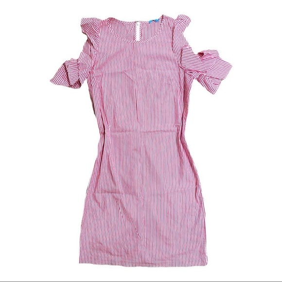 J. McLaughlin Juliette Dress Cold Shoulder Raspberry Pink White Size Small - Picture 4 of 8